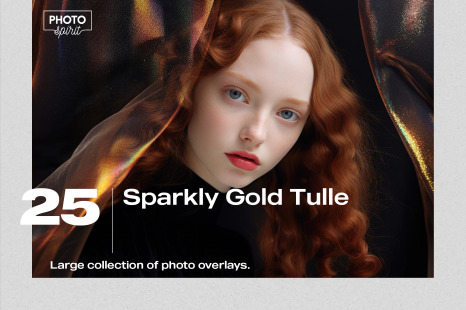 25 Sparkly Gold Tulle Effect Photo Overlays