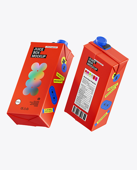 Two 1L Matte Juice Carton Packs Mockup