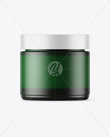 Dark Green Frosted Glass Cosmetic Jar Mockup - Free Download Images