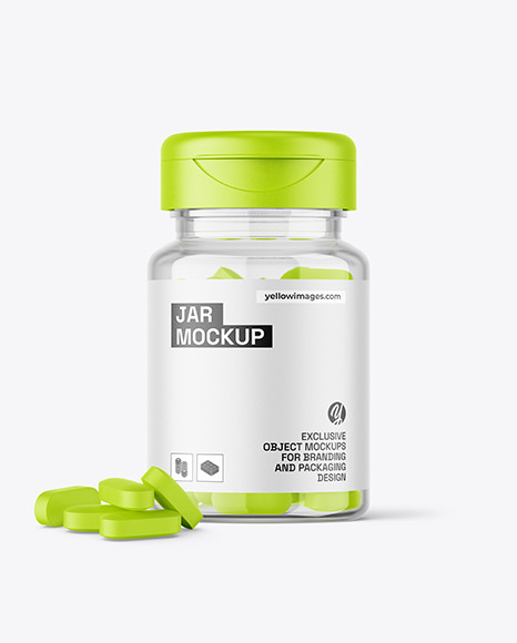 Clear Jar with Pills Mockup