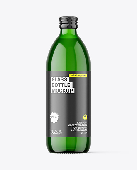 500ml Green Glass Bottle Mockup