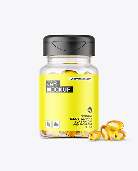 Clear Jar with Fish Oil Mockup
