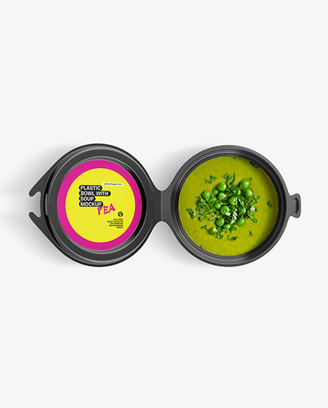 Plastic Bowl With Pea Soup Mockup