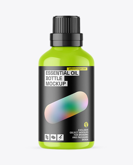 Glossy Essential Oil Bottle Mockup