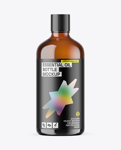 Amber Glass Essential Oil Bottle Mockup