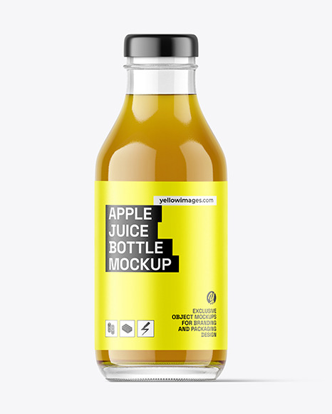 Clear Glass Apple Juice Bottle Mockup