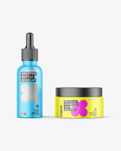 Matte Dropper Bottle and Cosmetic Jar Mockup