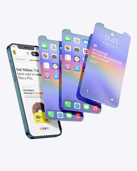Iphone with Screens Mockup