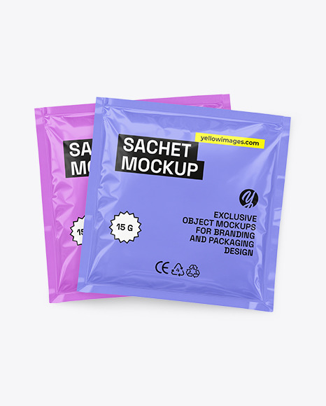 Two Glossy Sachets Mockup