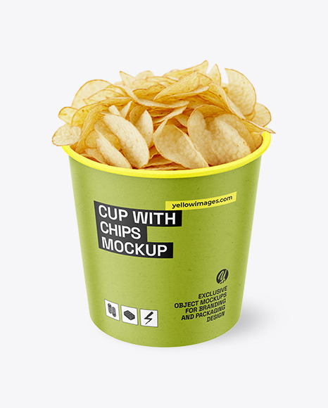 Kraft Paper Cup With Chips Mockup