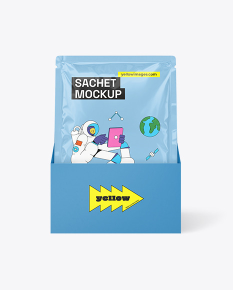 Carton Box With Sachets Mockup