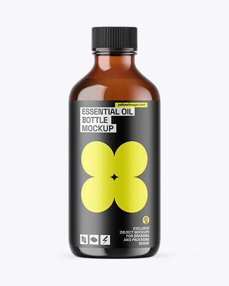 Amber Glass Essential Oil Bottle Mockup