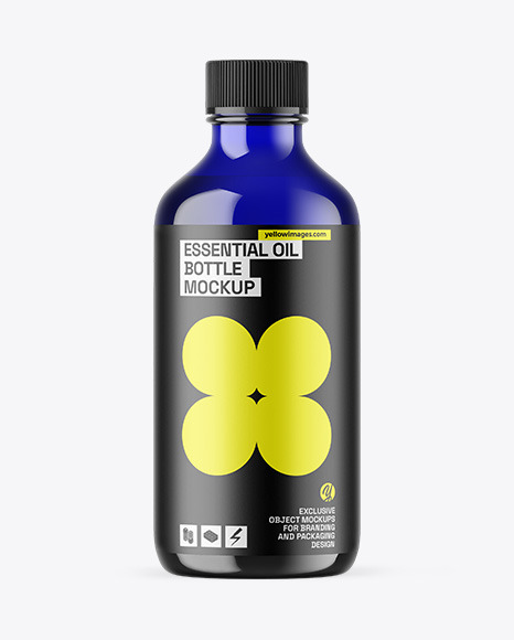 Blue Glass Essential Oil Bottle Mockup