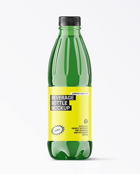 Green PET Drink Bottle Mockup