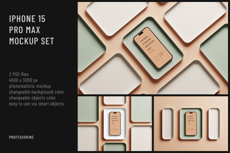 iPhone 15 Pro Max Screen Mockup Set