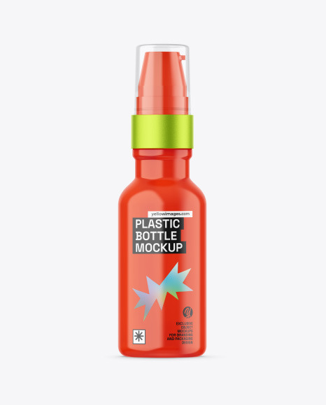 Glossy Plastic Bottle With Pump Mockup