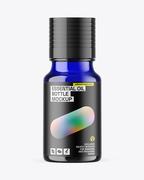 Blue Glass Essential Oil Bottle Mockup