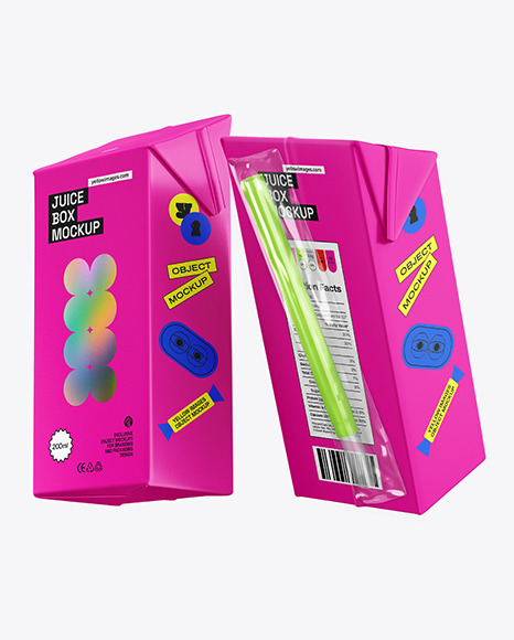 200ml Two Matte Juice Packs Mockup