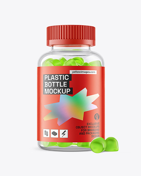 Plastic Bottle with Gummies Mockup