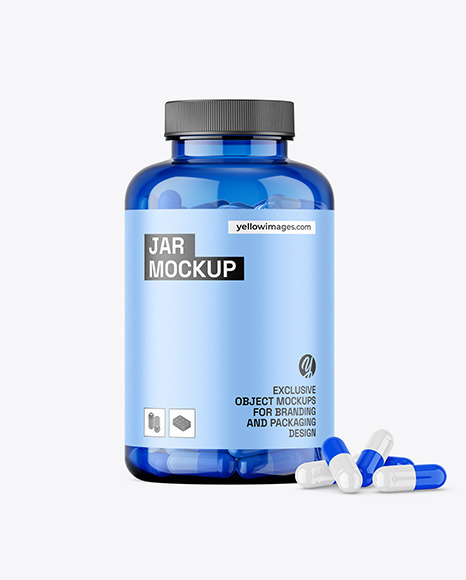 Blue Jar with Capsules Mockup