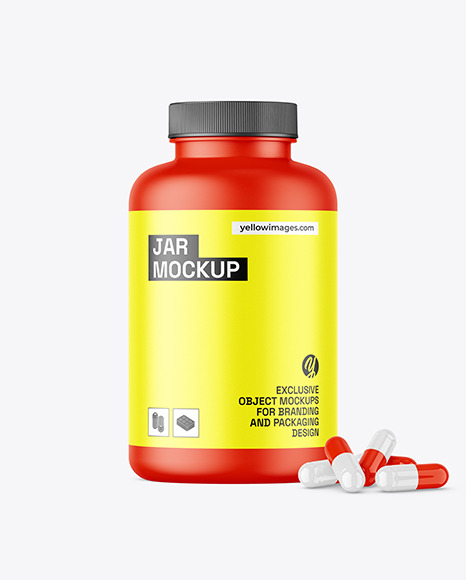 Matte Jar with Pills Mockup