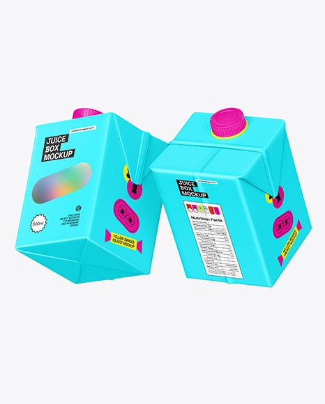 500ml Two Matte Juice Carton Packs Mockup