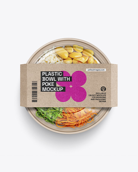 Plastic Bowl with Shrimp Poke Mockup