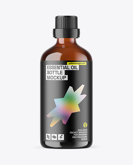 Amber Glass Essential Oil Bottle Mockup