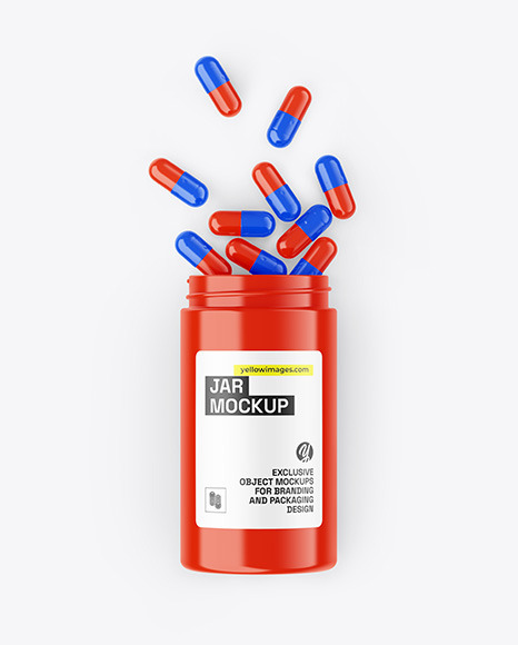 Glossy Jar W/ Pills Mockup