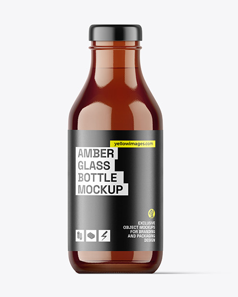 Amber Glass Beverage Bottle Mockup