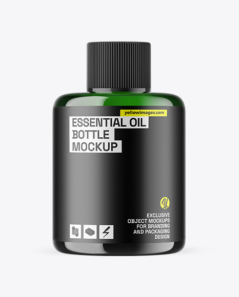 Green Glass Essential Oil Bottle Mockup