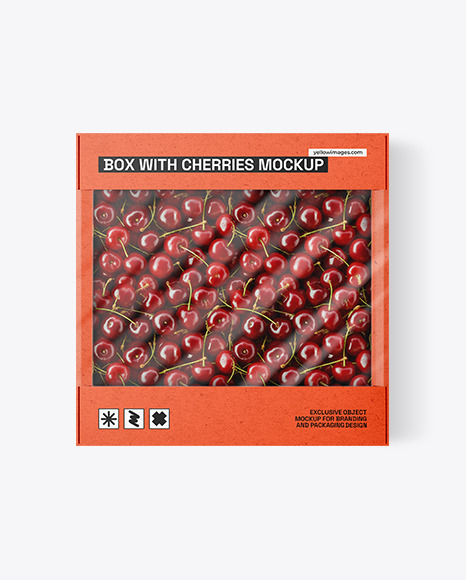 Kraft Box With Cherries Mockup