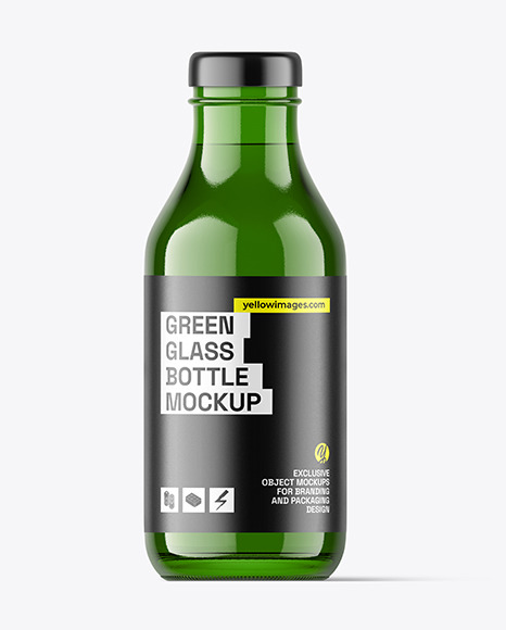 Green Glass Drink Bottle Mockup