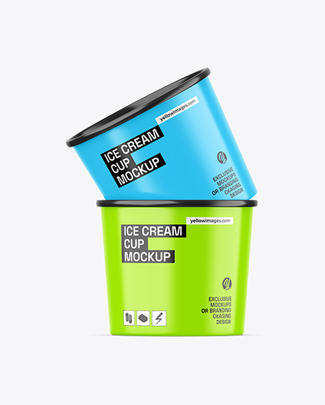 Two Glossy Ice Cream Cups Mockup