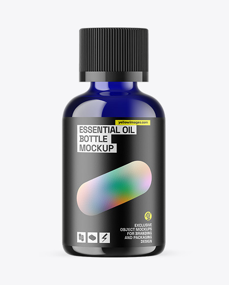 Blue Glass Essential Oil Bottle Mockup