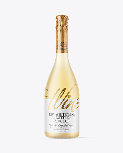 Frosted Glass White Wine Bottle Mockup