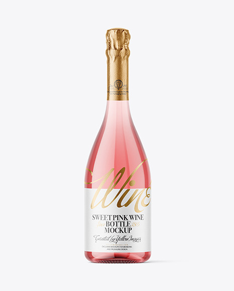 Clear Glass Pink Wine Bottle Mockup