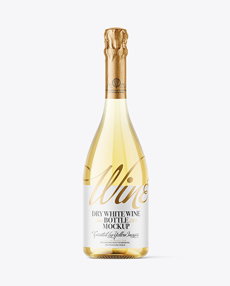 Clear Glass White Wine Bottle Mockup