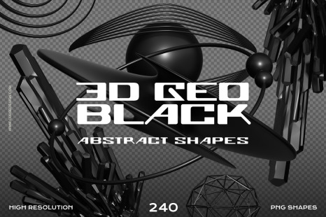 240 Black Abstract 3D Shapes