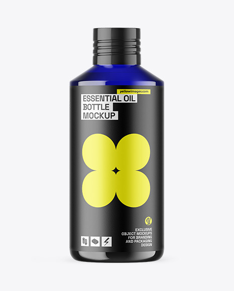 Blue Glass Essential Oil Bottle Mockup