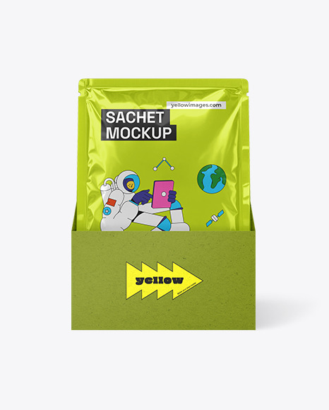 Kraft Box w/ Metallic Sachets Mockup