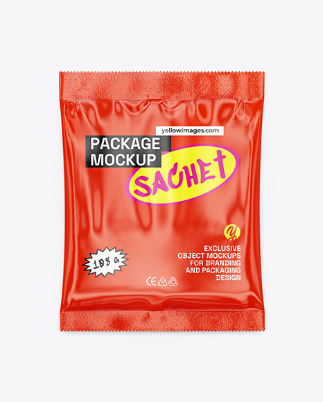 Glossy Sachet Mockup