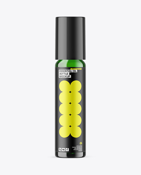 Green Glass Essential Oil Bottle Mockup