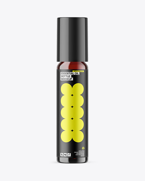 Dark Amber Glass Essential Oil Bottle Mockup