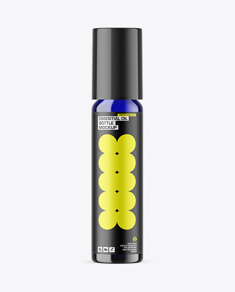 Blue Glass Essential Oil Bottle Mockup