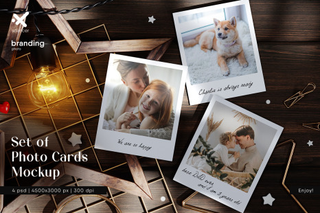 Set of Photo Cards Mockup