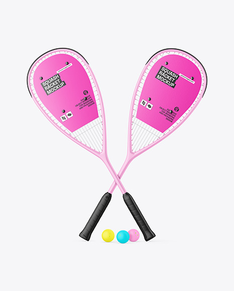 Matte Squash Rackets &amp; Balls Mockup
