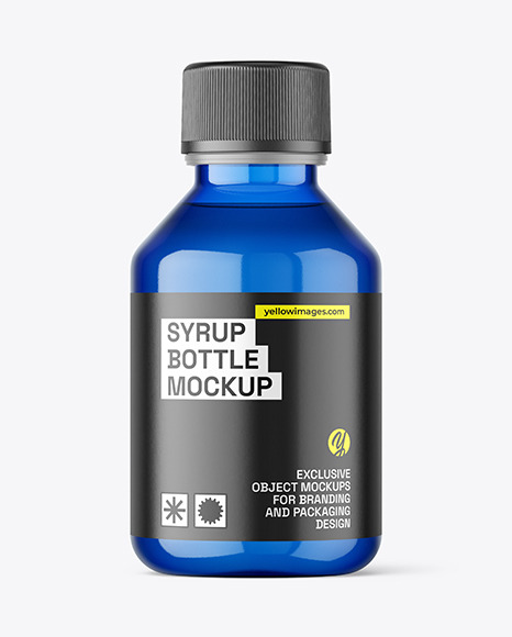 Blue Syrup Bottle Mockup
