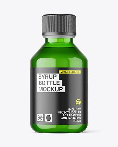 Green Syrup Bottle Mockup