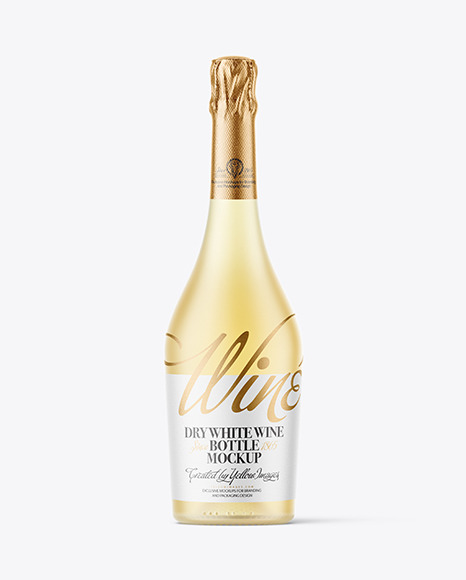 Frosted Glass White Wine Bottle Mockup